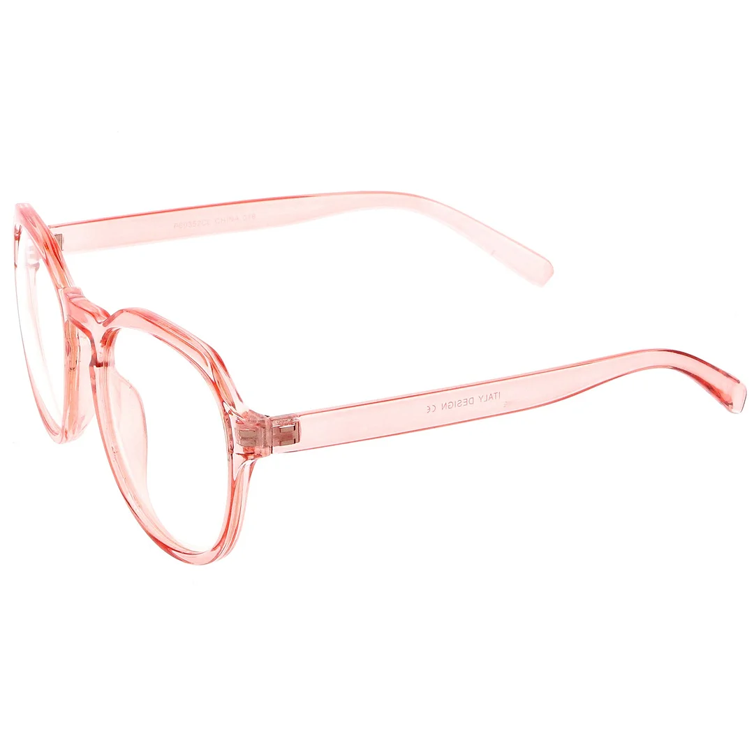 Modern Keyhole Nose Bridge Clear Lens Round Eyeglasses 55mm