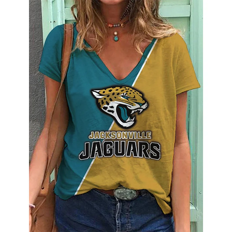 Jacksonville Jaguars Lightweight Short Sleeve V-Neck T-Shirt