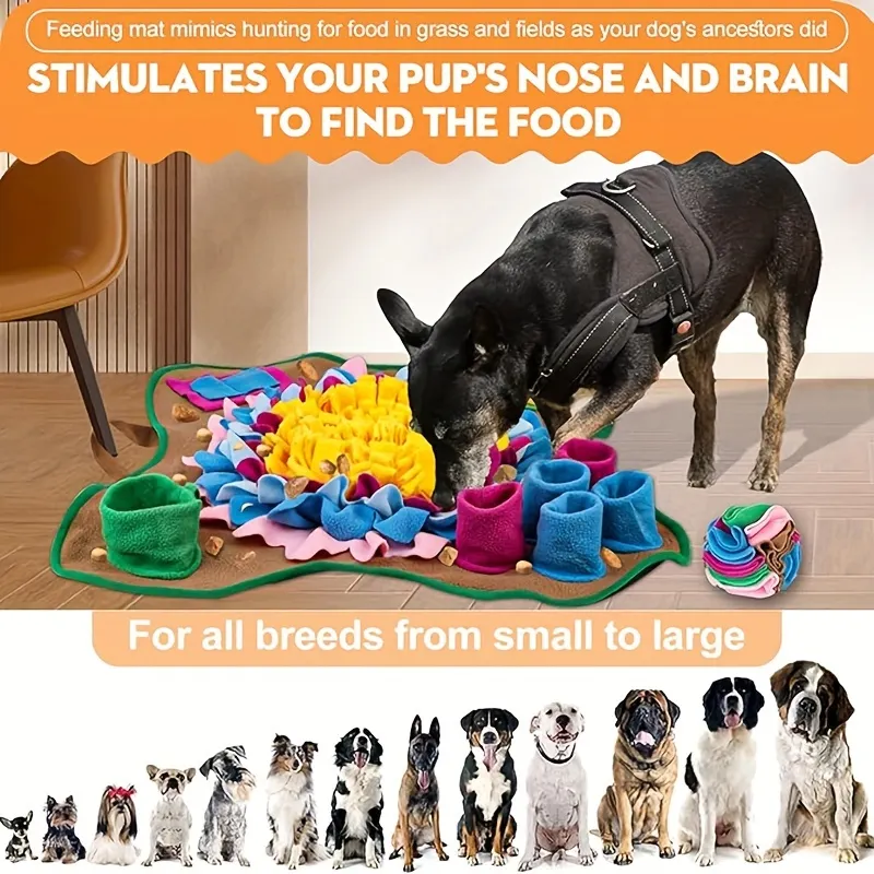 Tegooe Pet Sniffing Training Mat - Slow Feeder Puzzle Mat for Dogs and Cats