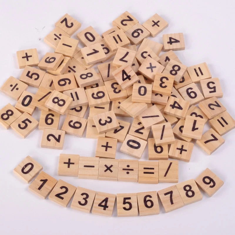 100Pcs Wood Scrabble Tiles Letter Alphabet Scrabbles Number Craft Wooden English Words Digital Puzzle Decoration