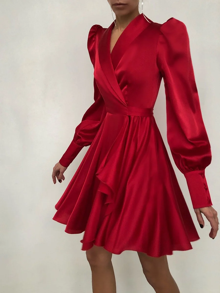 Fashion Elegant V-Neck Flared Sleeve Elegant Dress