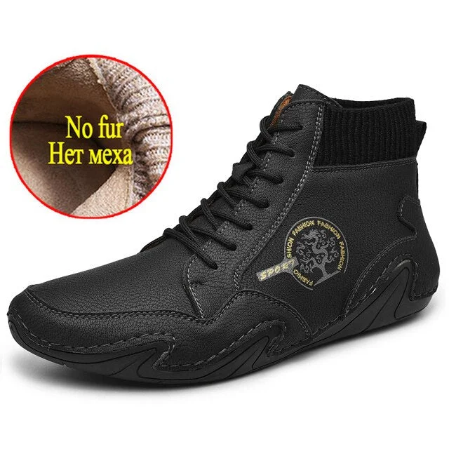 VIP Winter Men's Boots Warm Fur Men's Snow Boots Waterproof Mens Western Ankle Boots Suede Men Motorcycle Boots Cowboy Botas