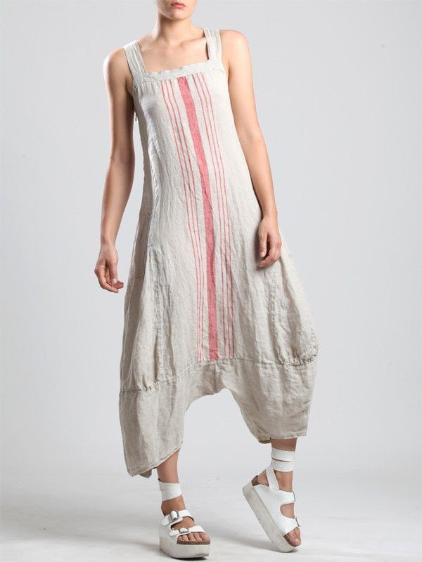 Contract Stripe Wide Strap Sleeveless Jumpsuit