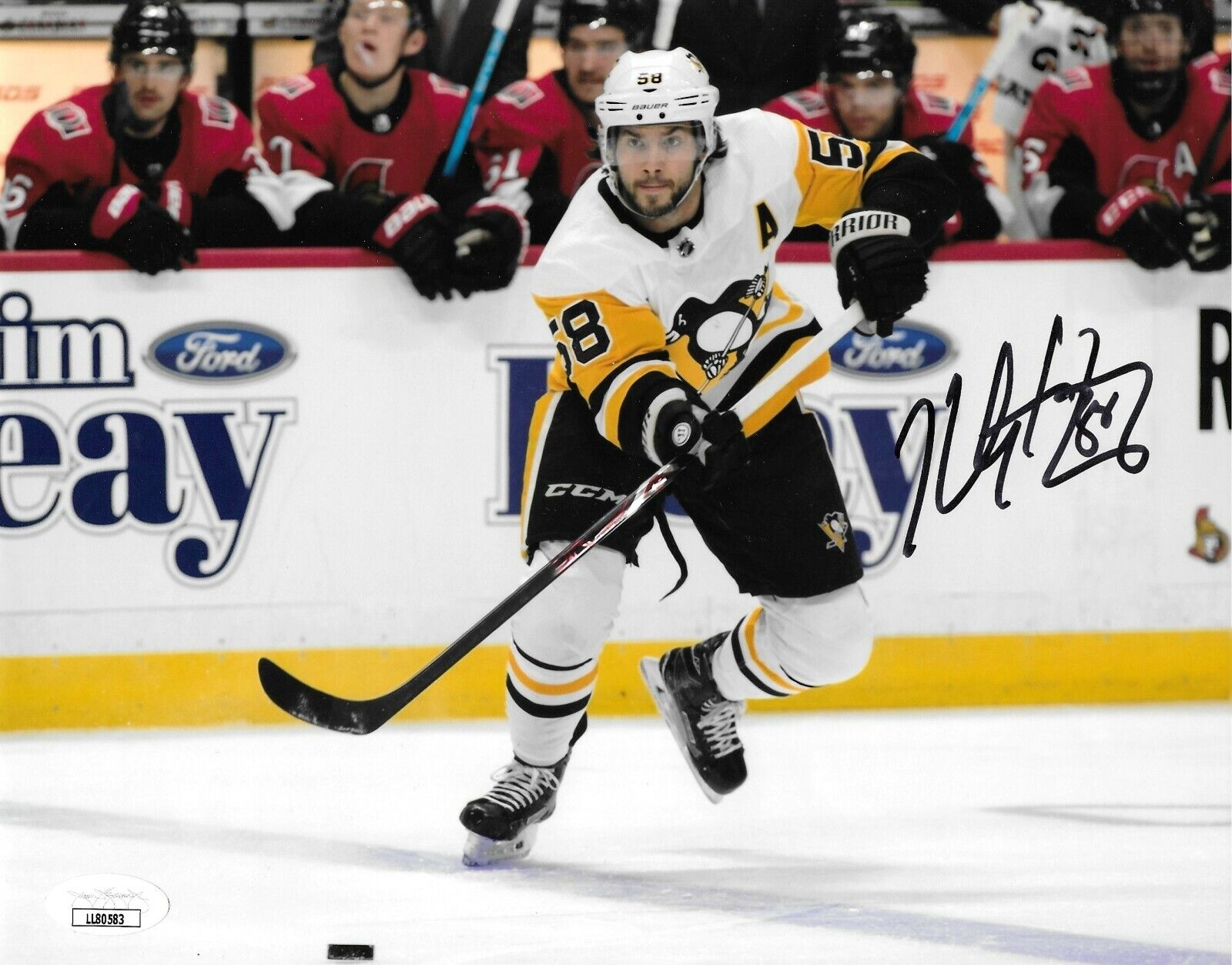 Kris Letang Autographed 8x10 Photo Poster painting JSA COA Pittburgh Penguins 58 Signed Fast Ice