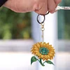 (US Only)6Pcs DIY Flower Special Shape 5D Diamond Art Keychain for Birthday Gift