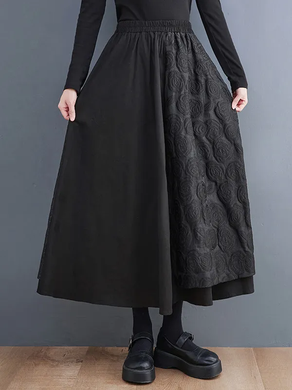 A-Line High Waisted Elasticity Pleated Solid Color Skirts Bottoms