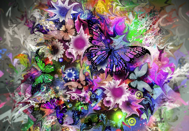  Butterfly 40*60CM (Canvas)AB Round Drill Diamond Painting gbfke
