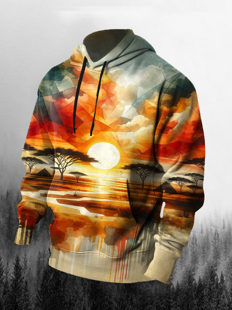 Men's Riverside Sunset Mirror Print Hoodie