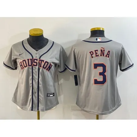 Women's Houston Astros #3 Jeremy Pena Gray Cool Base Stitched Baseball Jersey(Run Small)