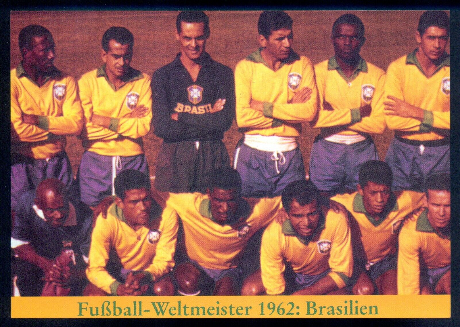 1962 WORLD CUP BRAZIL TEAM W/ Garrincha Didi Pele not in pic German Post card NM