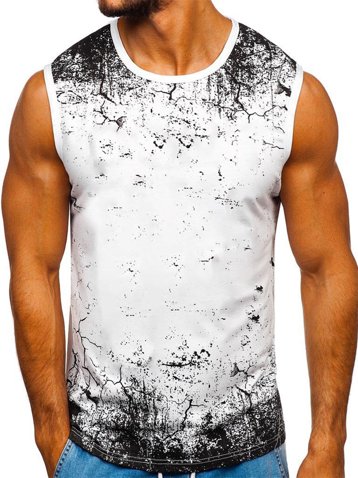 Men's T shirt Tee Tank Top Vest Top Undershirt Sleeveless Shirt Graphic Color Block Crew Neck Casual Holiday Sleeveless Print Clothing Apparel Sports Fashion Lightweight Muscle