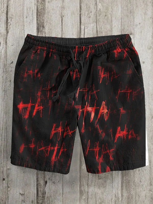 Men's Vintage Horrible HA Art Print Drawstring Shorts
