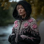 Women's Viking Style Tree Of Life And Flower Hooded Cardigan Sweater - Image 2