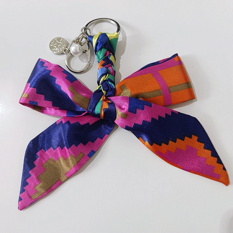 Sweet Minimalist Bow Knot Cloth Metal Unisex Bag Pendant Keychain