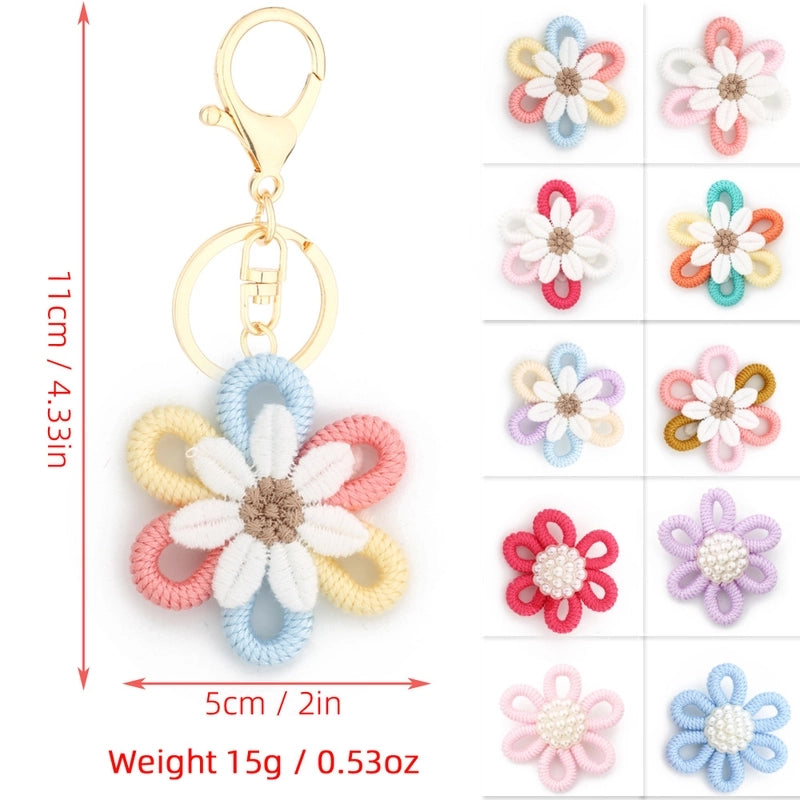 Cute Sweet Flower Yarn Metal Unisex Bag Pendant Keychain
