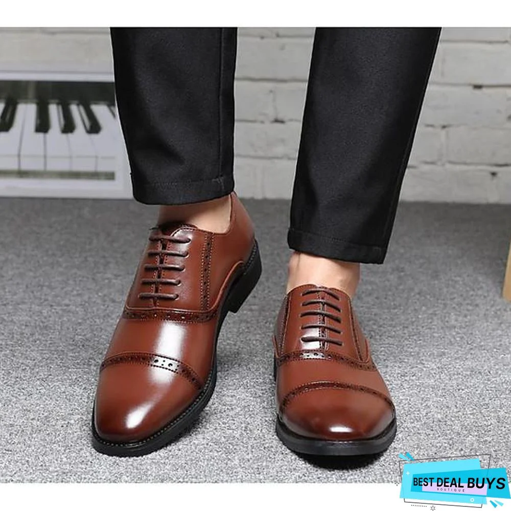 Men's Fall Business Daily Oxfords Pu Breathable Height-Increasing Wear Proof Black / Brown