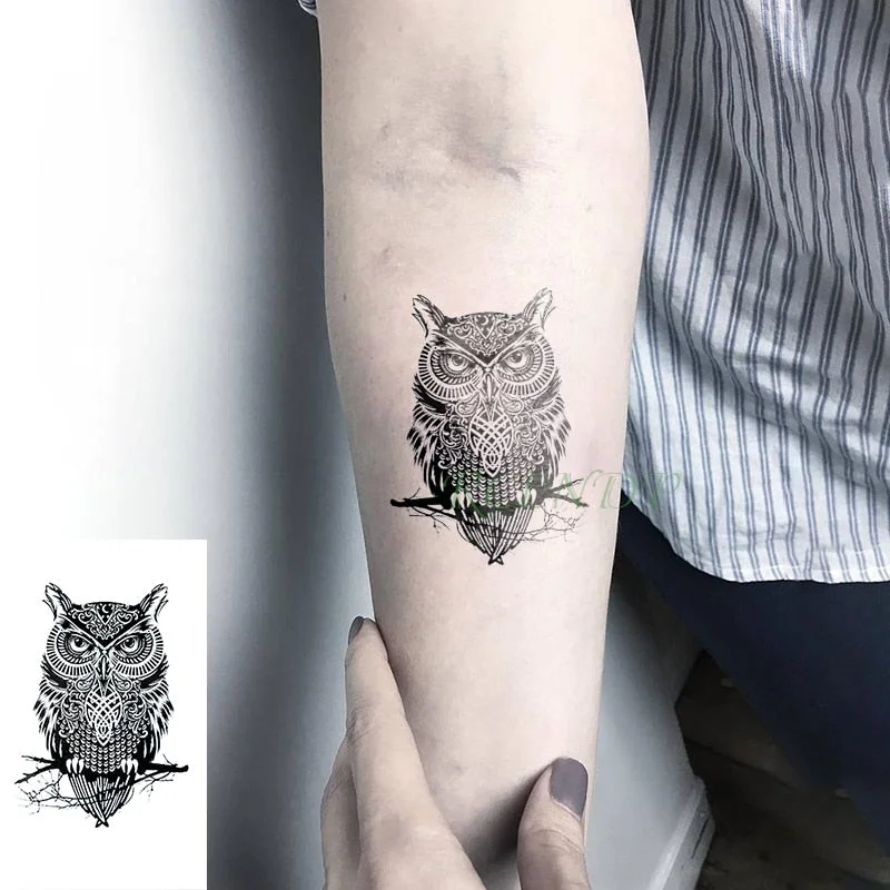 Waterproof Temporary Tattoo Sticker owl tatto bird animal tatoo flash eclipse fake tattoos for men women