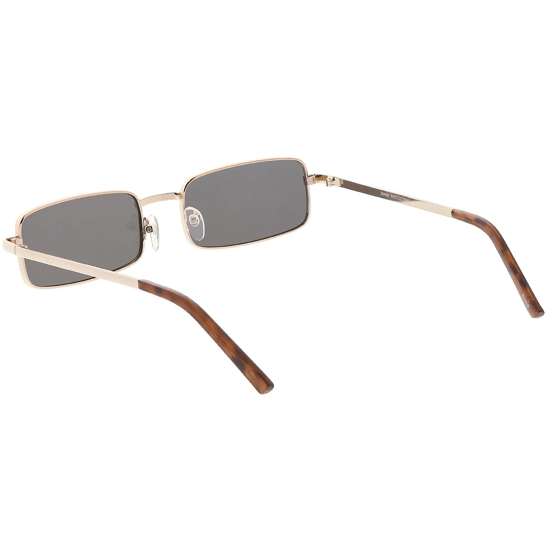 Classic Small Metal Rectangle glasses Color Mirrored Flat Lens 54mm