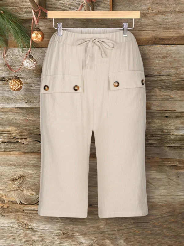 Holiday Drawstring Waist Front Pocket Shorts