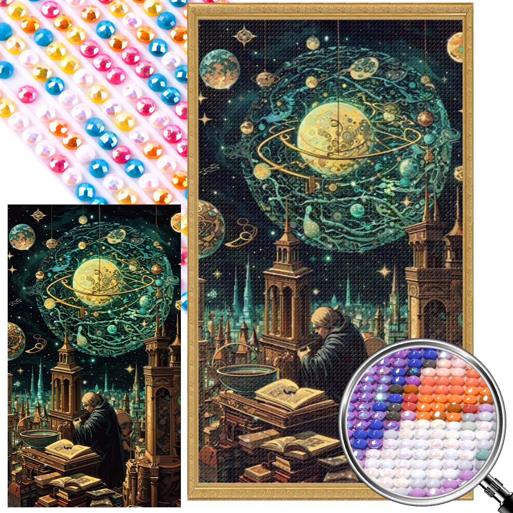 Researcher 40*70cm(picture) full round drill diamond painting with 3 to 5 colors of AB drills