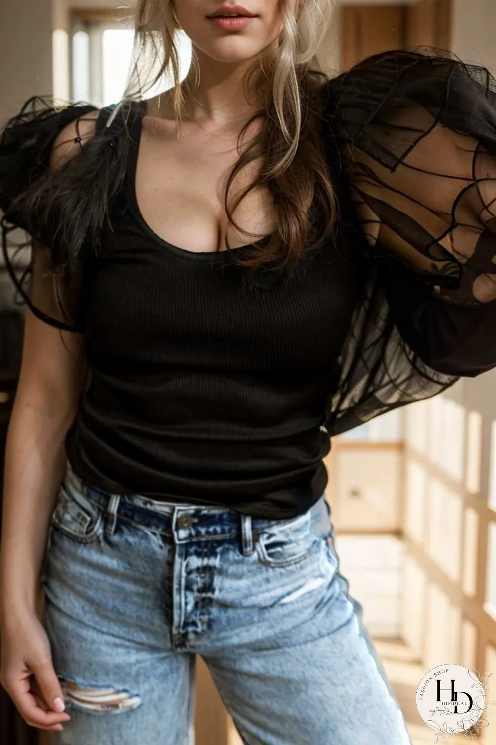 simple round neck pleated short sleeve t shirt circular cap drop shoulder scoop jewel closed