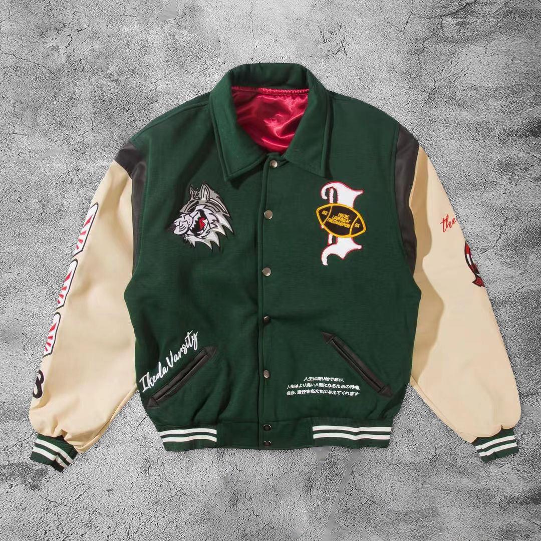 Casual wolves varsity rugby baseball jacket
