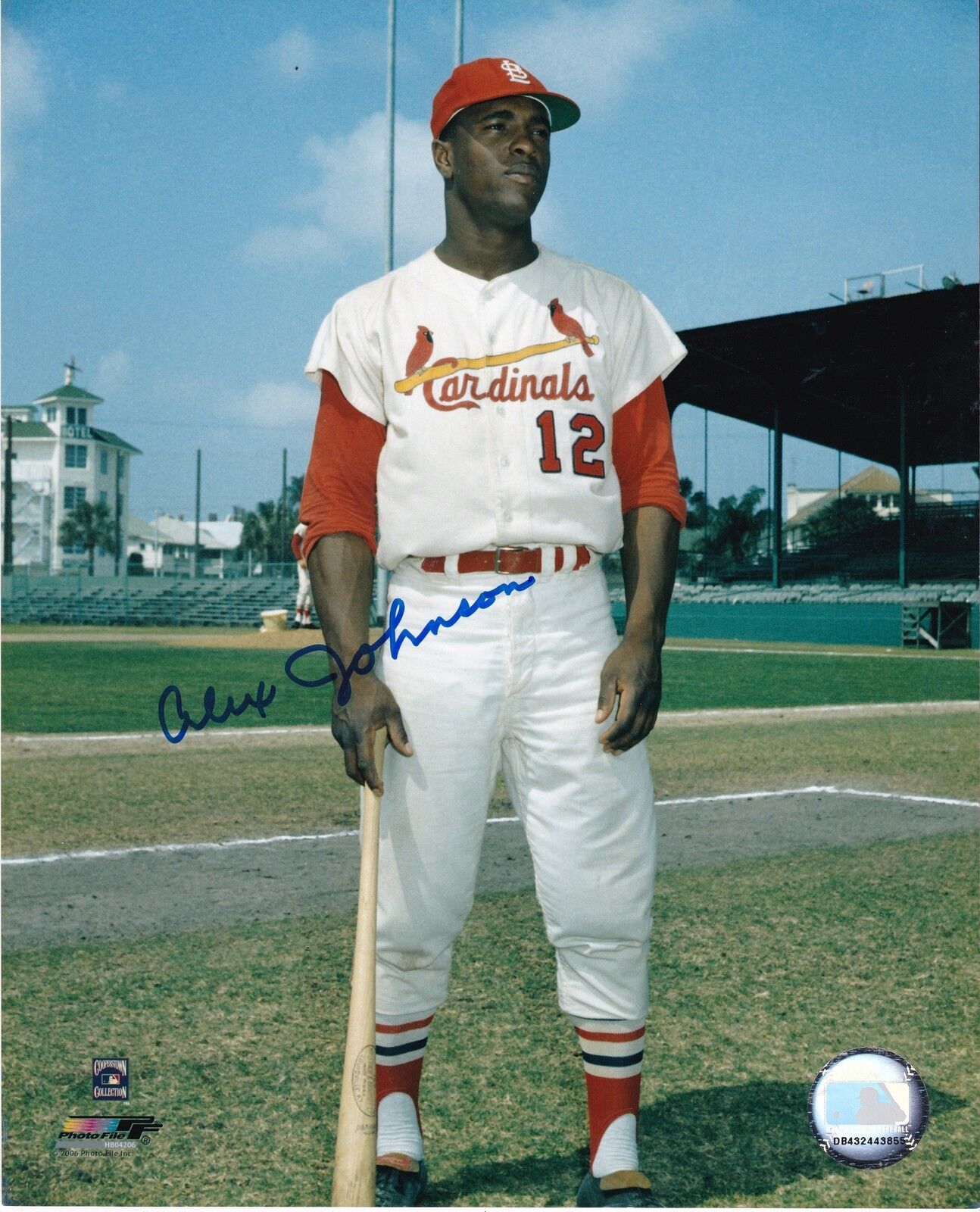 ALEX JOHNSON ST. LOUIS CARDINALS ACTION SIGNED 8x10