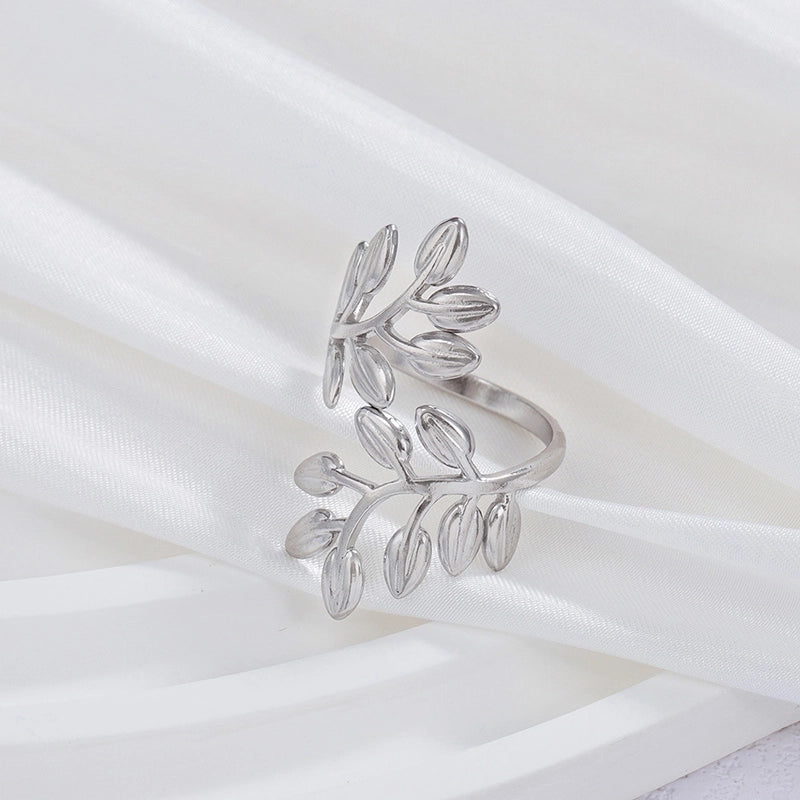 Minimalist Leaves 304 Stainless Steel Open Rings