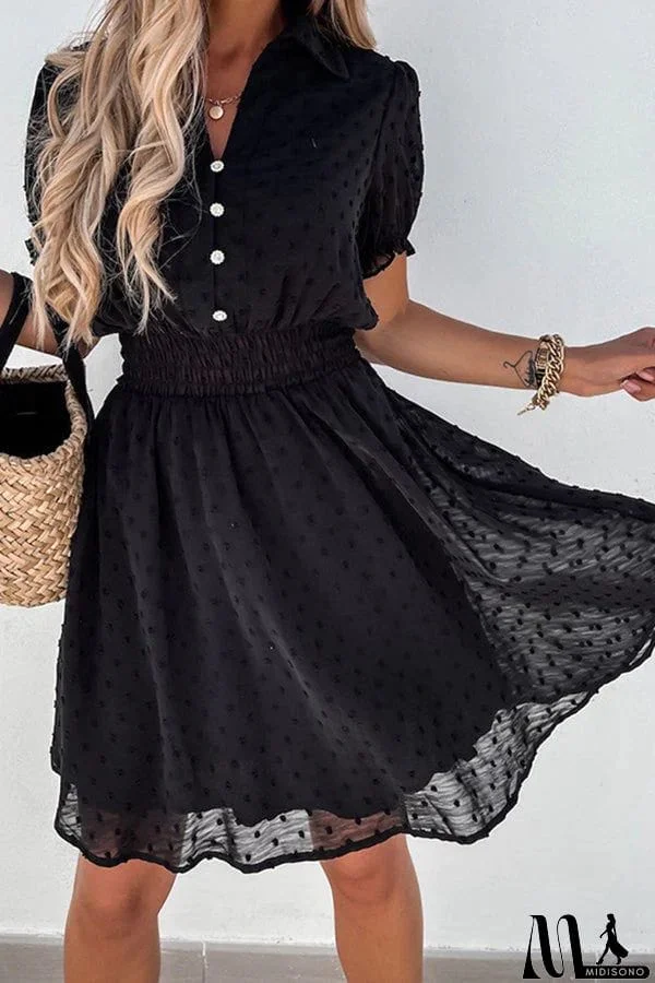MidiSono - Prairie Winds Textured Button Down Dress