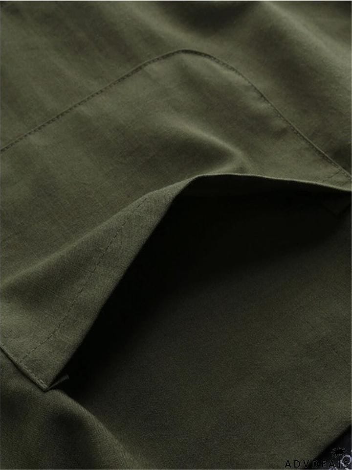 Casual Style Side Pocket Elastic Cuff Strappy Overalls