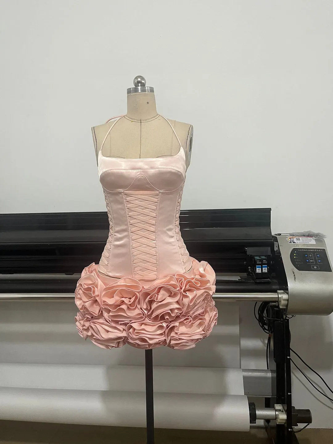 Brownm New Flower Boa Thorn Skirt Three-Dimensional Ponbo Skirt Adjustable Strap Design Brat Tight Elastic Two Sets