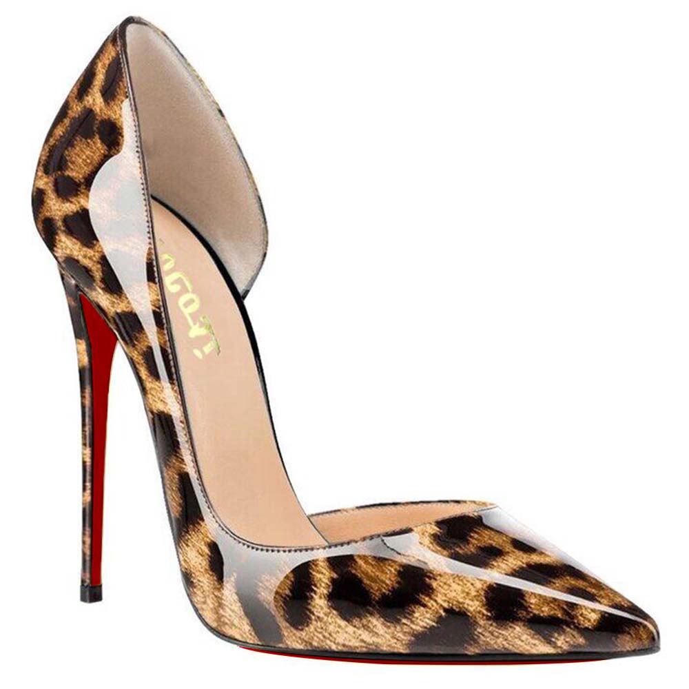 120mm Women's Classic Closed Pointed Toe Bridal Wedding Party Pumps Leopard-vocosishoes