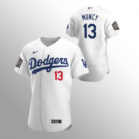Men's Los Angeles Dodgers #13 Max Muncy White 2020 World Series Bound stitched Jersey ICUB