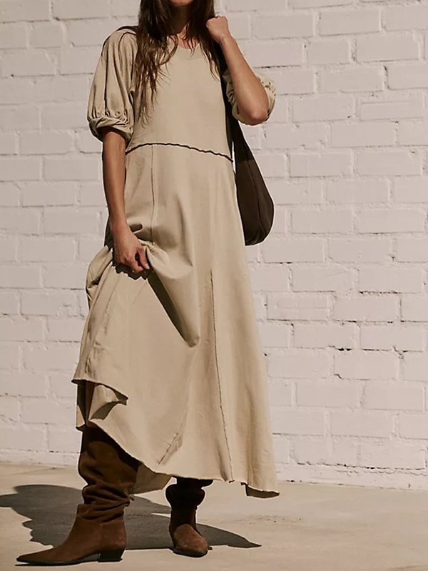 Loose Round Neck Half Sleeve Maxi Dress