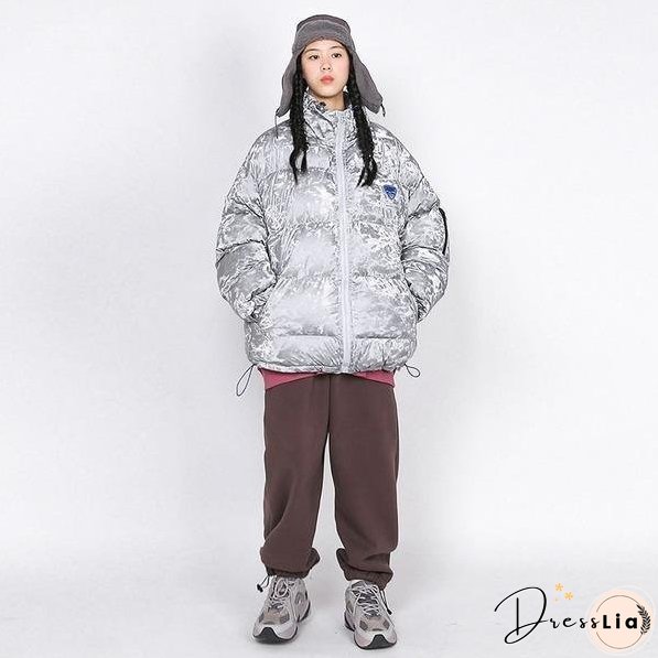 Solid Color Casual Short Parka Winter The New Fashion Reflective Flannelette Warm Women