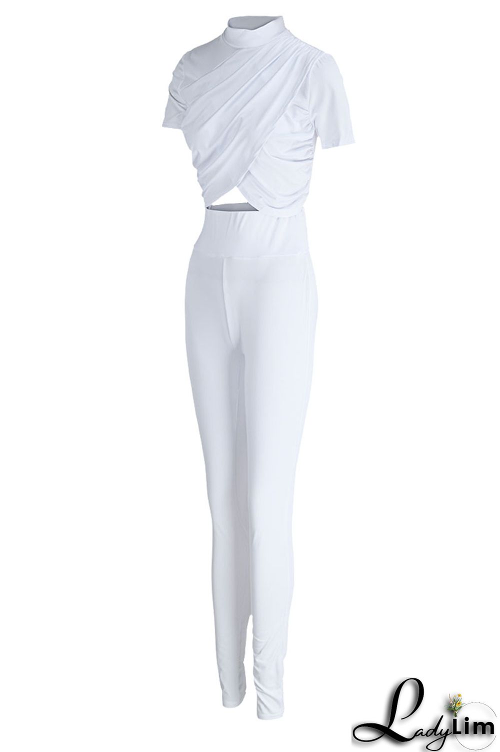 Green Sexy Solid Split Joint O Neck Short Sleeve Two Pieces