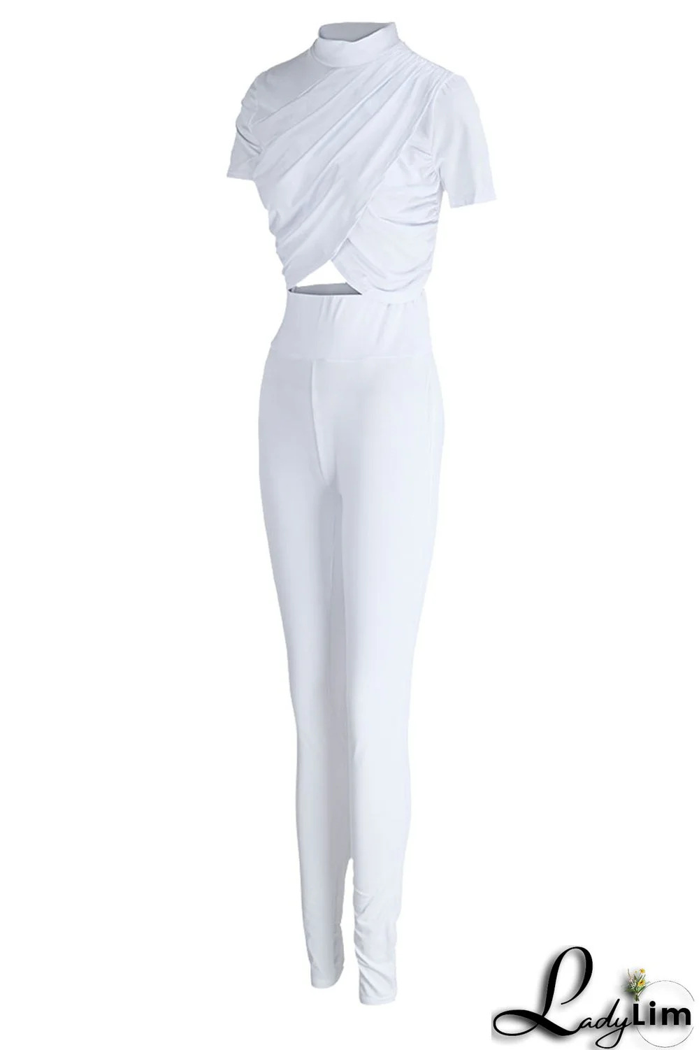 Green Sexy Solid Split Joint O Neck Short Sleeve Two Pieces