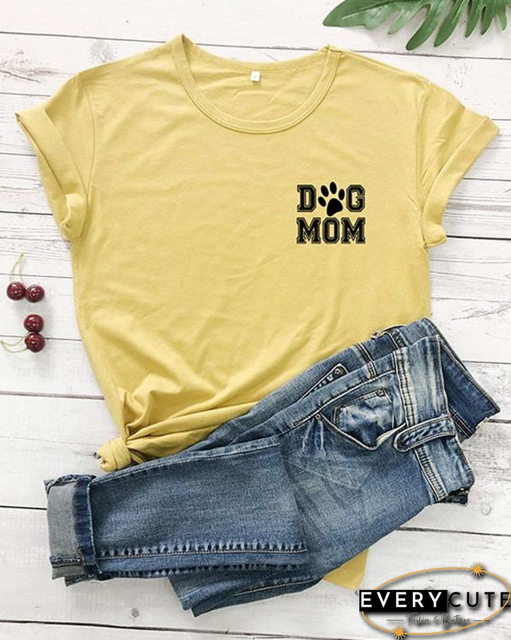Dog Mom Cotton Tee Printed T-Shirt