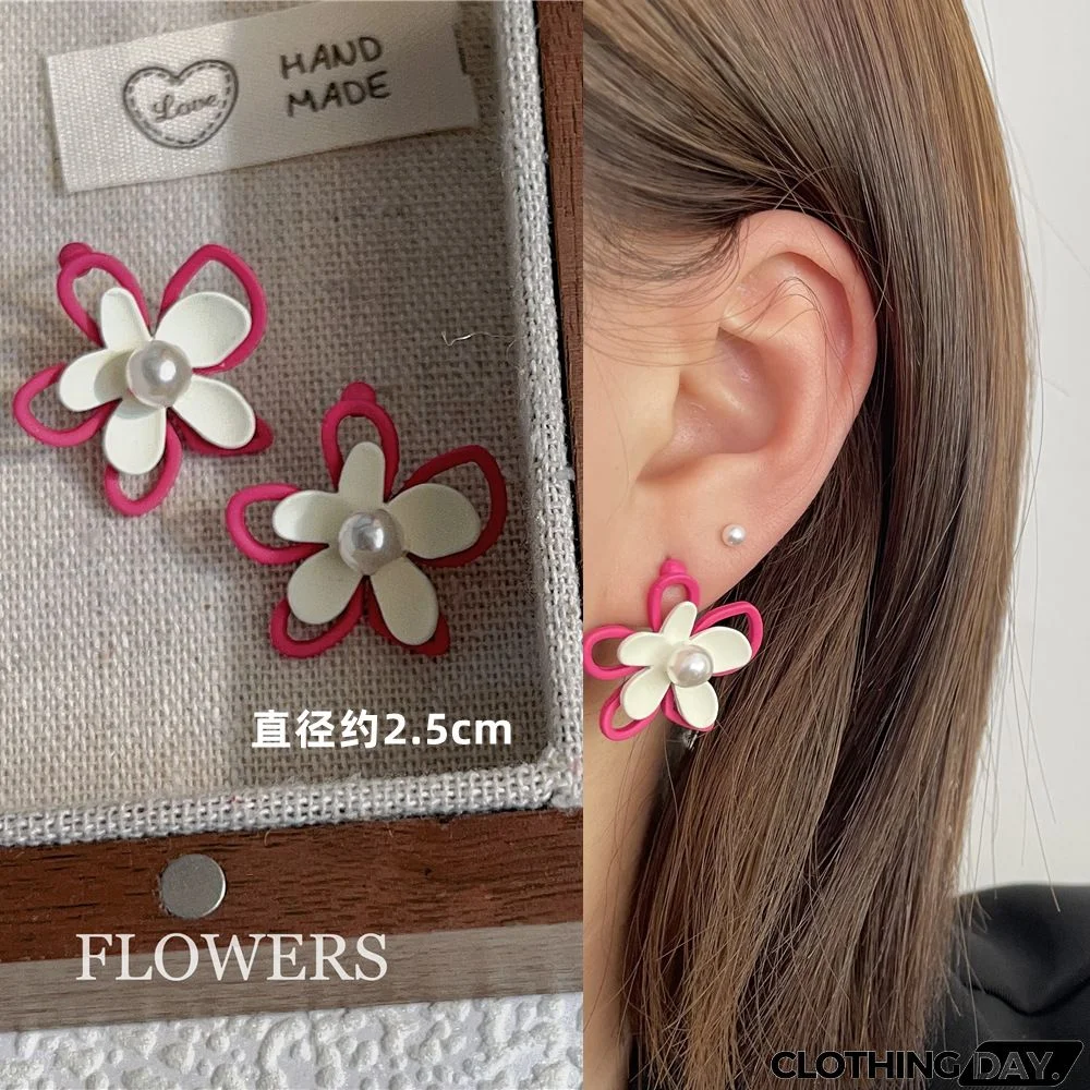 Women Fashion Geometric Fluorescent Rose Without Ear Hole Ear Clip Earrings