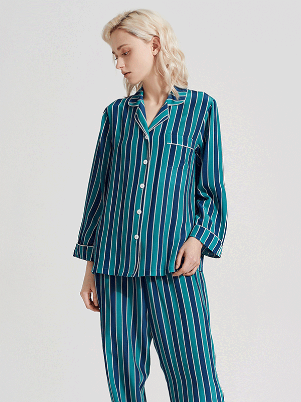 22 MOMME Pyjama en soie à rayures -Soie Plus