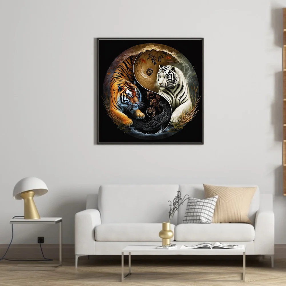 Diamond Painting - Full Round Drill - Yin Yang Tiger(30*30cm)