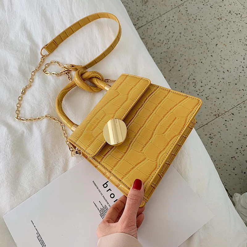 2022 Fashion New Tote bag Quality Leather Women's Designer Handbag Crocodile pattern Chain Shoulder Messenger Bag Bolsos Mujer