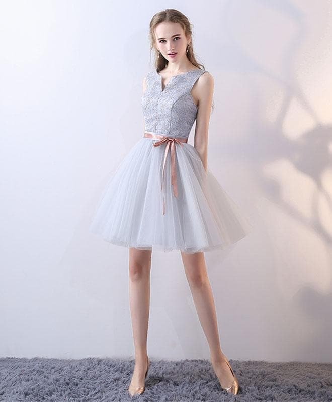 Cute Gray A Line Short Prom Dress