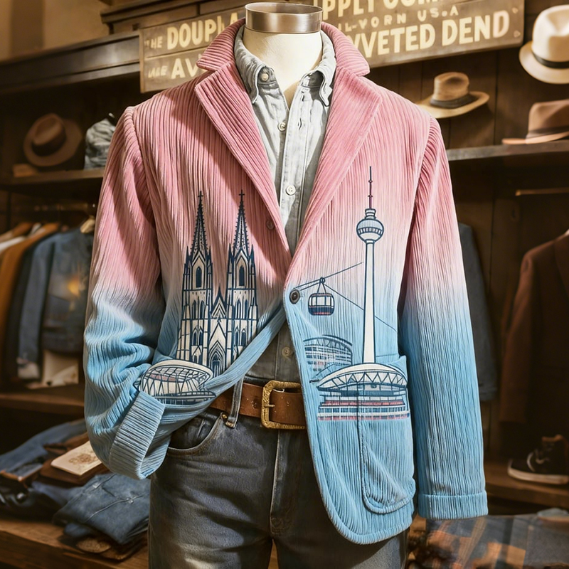 Men's Carnival Gradient Print Casual Blazer elevenforest