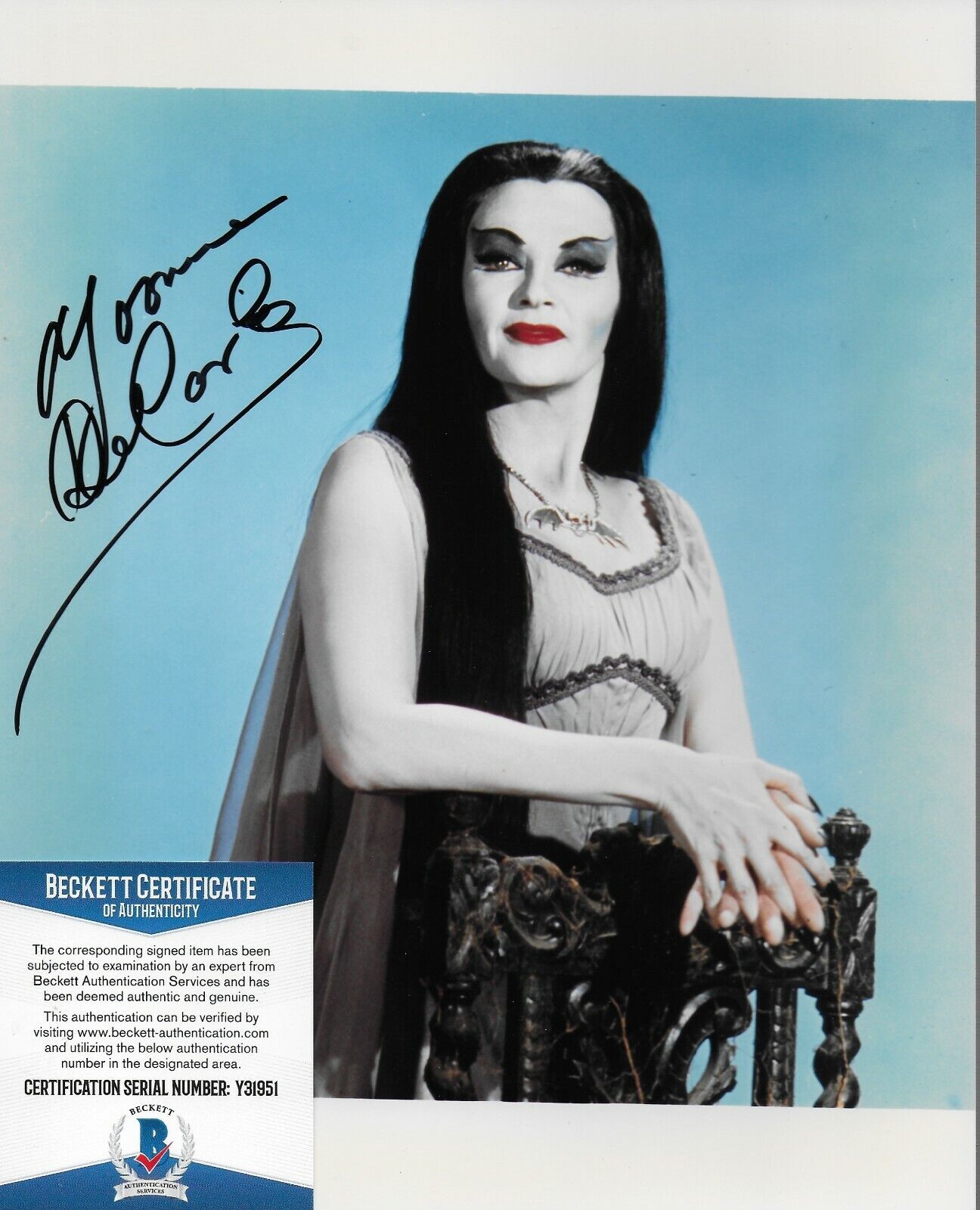 Yvonne De Carlo The Munsters Original Autographed 8X10 Photo Poster painting w/Beckett COA #2