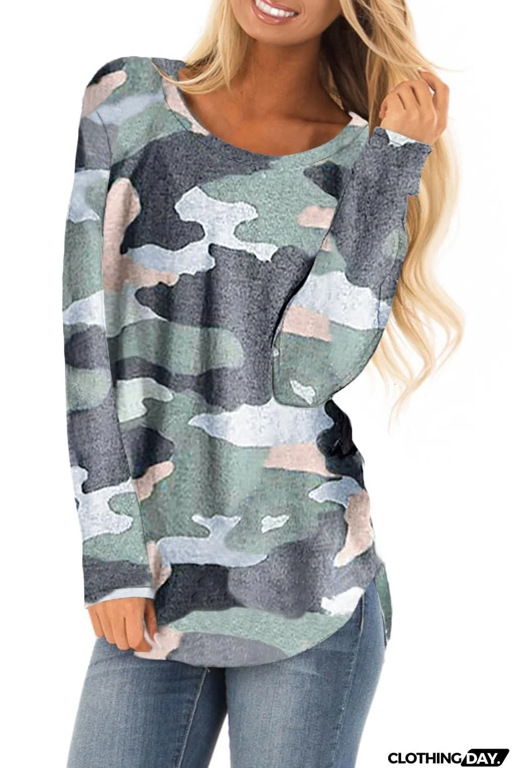 Stand For Something Camo Knit Top