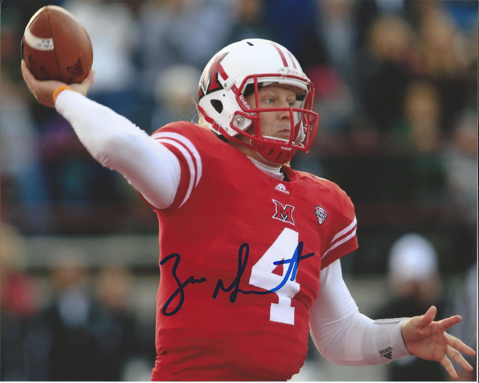 MIAMI OHIO QUARTERBACK ZAC DYSERT SIGNED 8X10 Photo Poster painting W/COA NFL DRAFT B