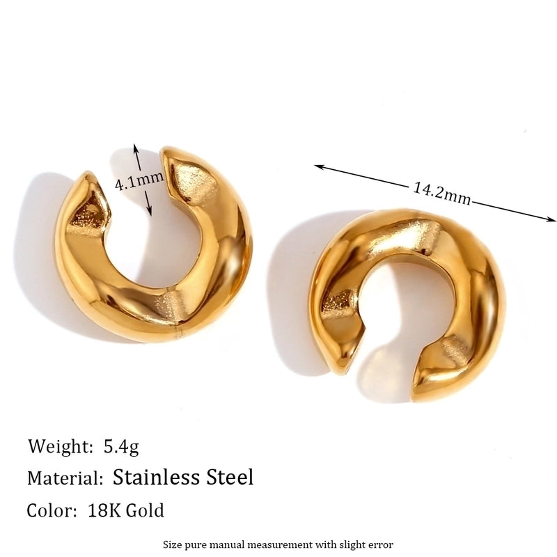 1 Pair Vintage Style Minimalist Classic Style C Shape Flower Snake Plating Inlay Stainless Steel Pearl Zircon 18k Gold Plated Ear Cuffs