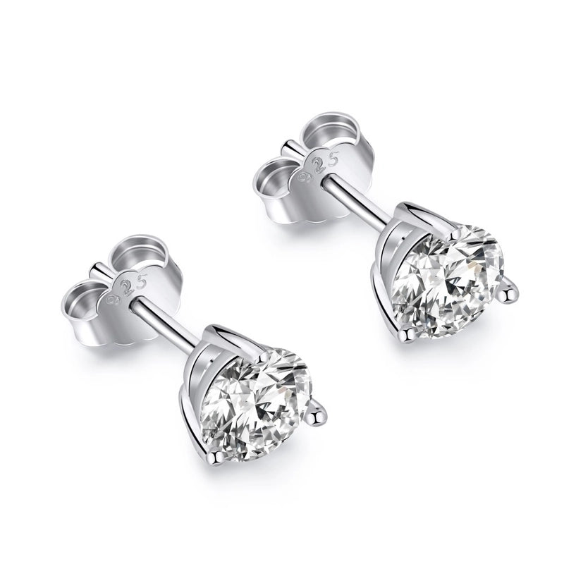 1 Pair 925 Sterling Silver Zircon Geometric Square Water Droplets Ear Studs