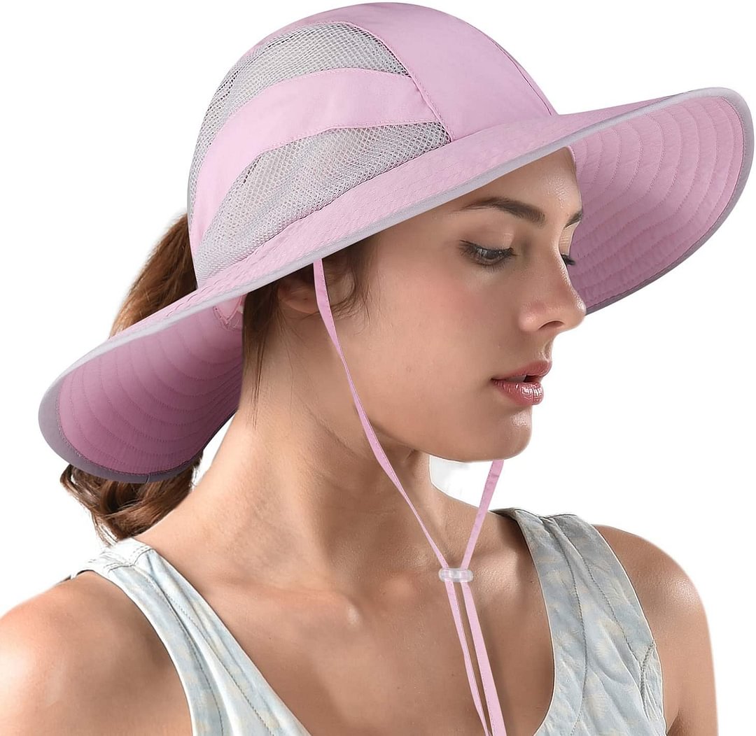 Safari Sun Hats for Women Wide Brim UV UPF Ponytail Outdoor Hunting Summer Fishing Hiking Hat